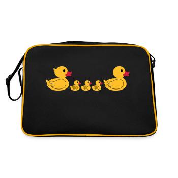 Entenfamilie 2 - Retro Tasche - Schwarz/Gold - Hinten
