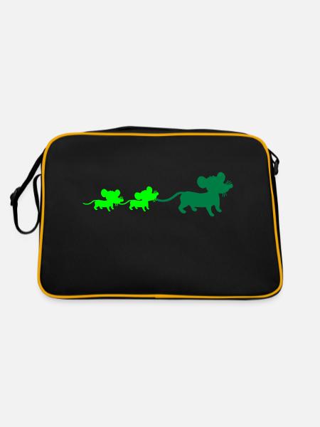 Mouse Family Mom Dad 2 Kids Mom Silhouette - Retro Bag - black/gold - Back