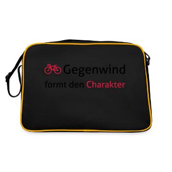 Gegenwind formt den Charakter. Für Radfahrer. - Retro Tasche - Schwarz/Gold - Hinten