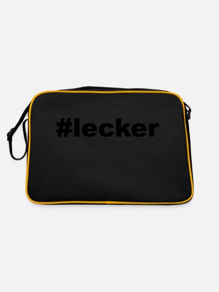 hashtag lecker - Retro Tasche - Schwarz/Gold - Hinten