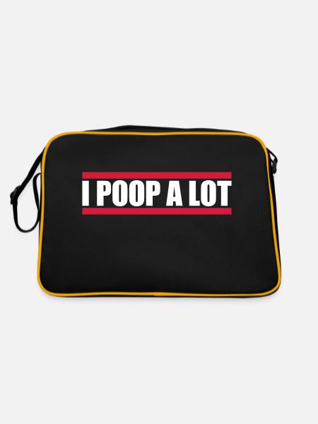 I poop a lot - Retro Tasche - Schwarz/Gold - Hinten