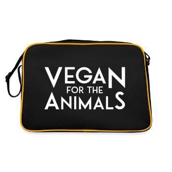 VEGAN FOR THE ANIMALS black - Retro Tasche - Schwarz/Gold - Hinten