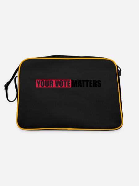 your vote matters Zitat - Retro Tasche - Schwarz/Gold - Hinten