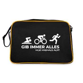 gib immer alles Triathlon Motivationsspruch - Retro Tasche - Schwarz/Gold - Hinten