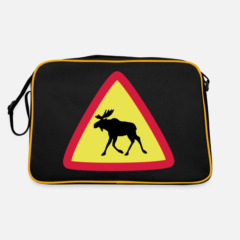 Elch 3clr - Retro Tasche - Schwarz/Gold