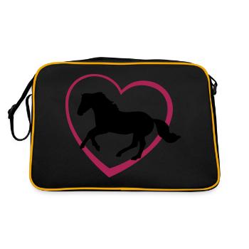 Cheval au galop avec coeur - Sac Retro - noir/or - Dos