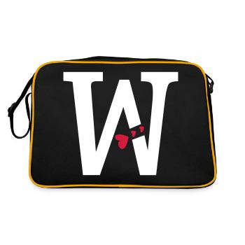 Capital lettre W avec des coeurs - Sac Retro - noir/or - Dos