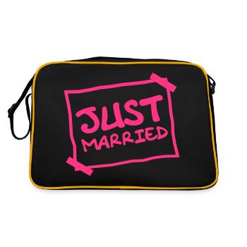Just Married Notice - Retro Tasche - Schwarz/Gold - Hinten