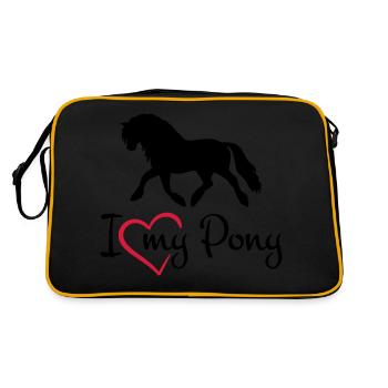 I love my pony, any colours - Retro Tasche - Schwarz/Gold - Hinten