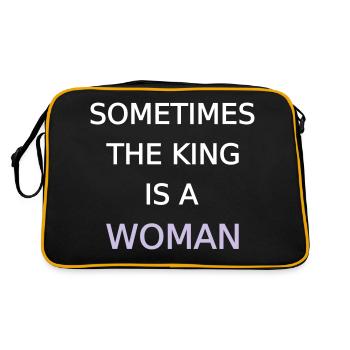 Frau König Frauenpower Königin Mädchen Feminist - Retro Tasche - Schwarz/Gold - Hinten