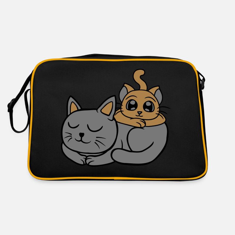 Freunde 2 Katzen aufeinander Retro Tasche