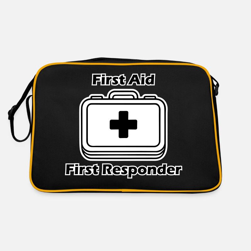 Medizinische Geräte - "Erste Hilfe, Ersthelfer" - Retro Tasche - Schwarz/Gold