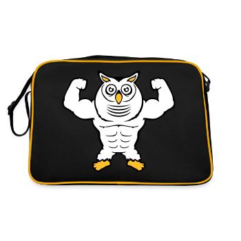 Owl Bodybuilder Muscles Biceps Poses Gym Rat Cool - Retro Bag - black/gold - Back