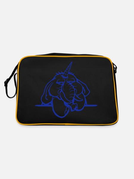 Unicorn, elephant, bad-tempered, angry, sad - Retro Bag - black/gold - Back