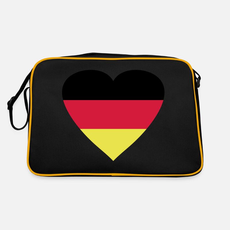 herz_deutschland2 - Retro Tasche - Schwarz/Gold
