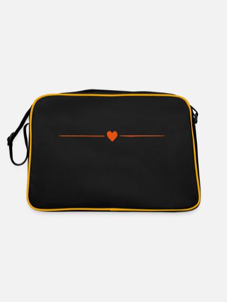 Kleines Herz mit Balken. Rot. Alle Farben Geschenk - Retro Tasche - Schwarz/Gold - Hinten
