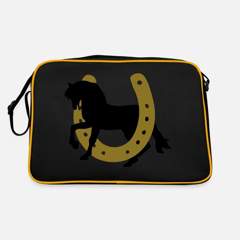 Pferd mit Hufeisen Retro Tasche