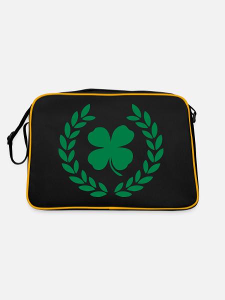 irish shamrock green - Retro Tasche - Schwarz/Gold - Hinten