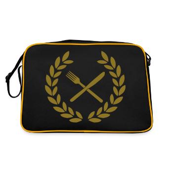 messer und gabel deluxe essen - Retro Tasche - Schwarz/Gold - Hinten
