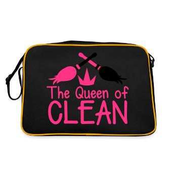 The QUEEN of CLEAN mother hot pink with brooms - Retro Bag - black/gold - Back
