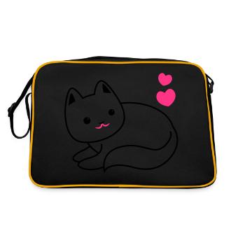 Kawaii CUTIE de chat avec des coeurs d'amour - Sac Retro - noir/or - Dos