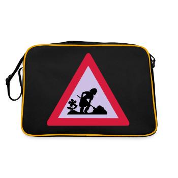 baustelle - Retro Tasche - Schwarz/Gold - Hinten