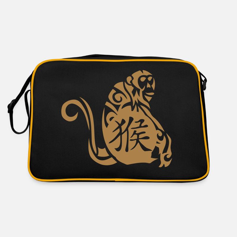 Affe Chinesisches astrologisches Zeichen Retro Tasche