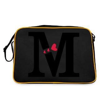 Capital letter M with hearts - Retro Bag - black/gold - Back