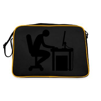 Computer Schreibtisch Nerd - Retro Tasche - Schwarz/Gold - Hinten