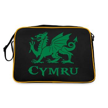 flag of Wales cymru red dragon Welsh Dragon - Retro Bag - black/gold - Back