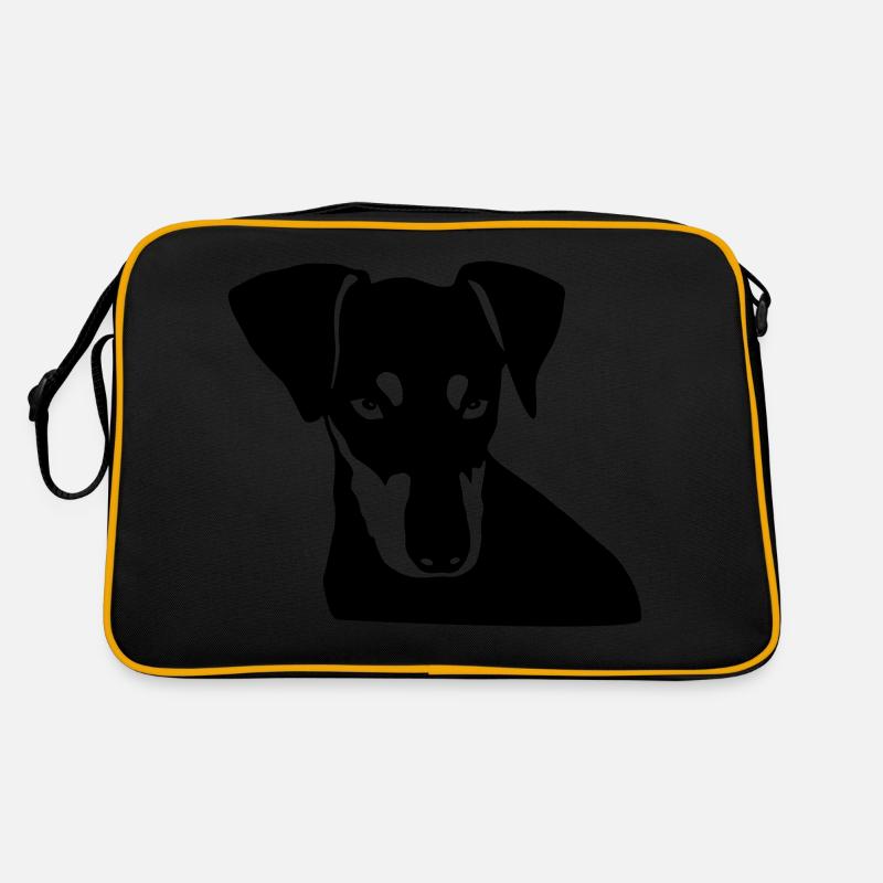 Deutscher Pinscher 003 - Retro Tasche - Schwarz/Gold
