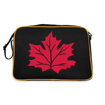 red maple leaf autumn winter red colorful colors bla - Retro Bag - black/gold - Back