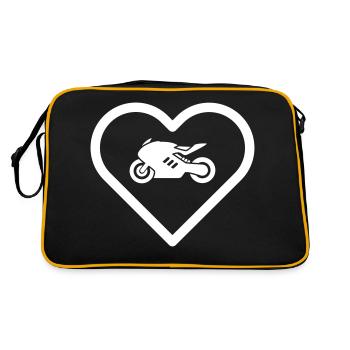 Heart motorcycle rider machine racing motorcycle bike - Retro Bag - black/gold - Back