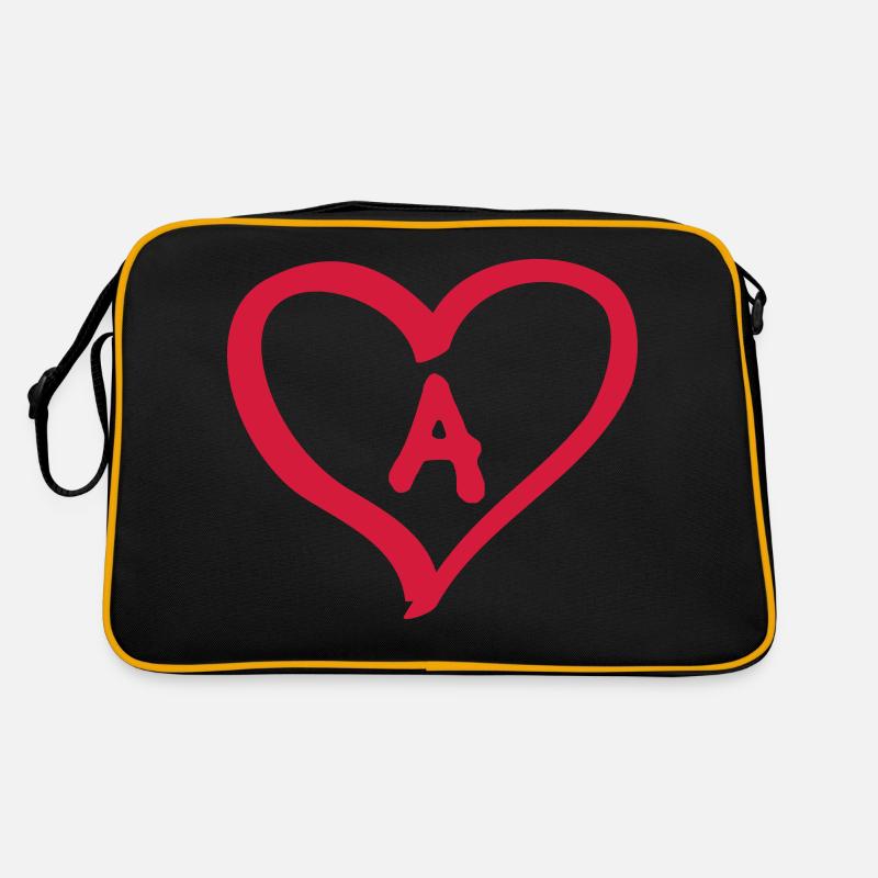 Comic heart A initial letter name name couples Retro Bag