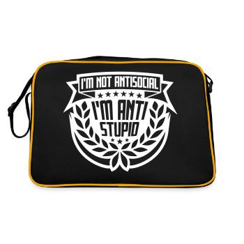 not antisocial anti stupid - Retro Tasche - Schwarz/Gold - Hinten