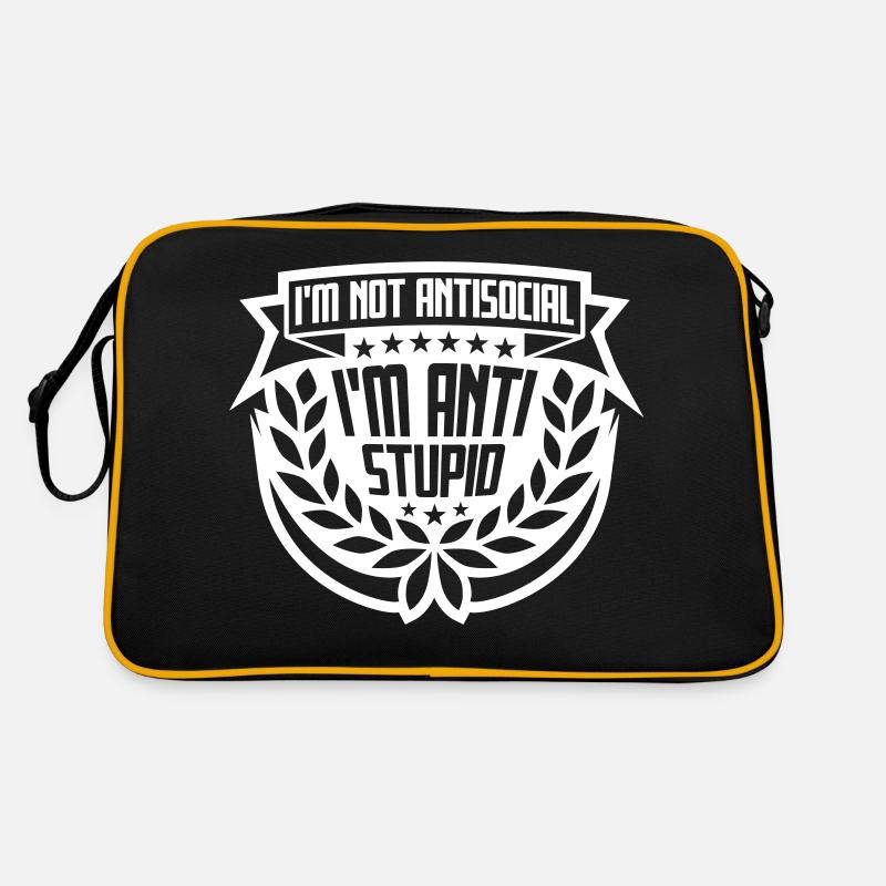 not antisocial anti stupid Retro Tasche
