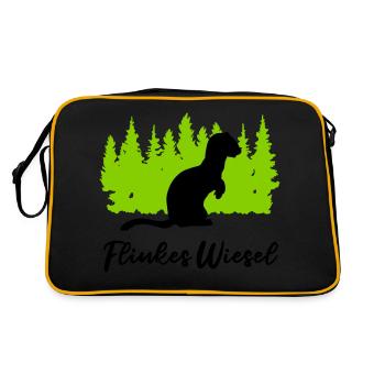 Flinkes Wiesel "Immer Wieselflink unterwegs" - Retro Tasche - Schwarz/Gold - Hinten
