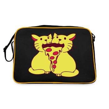 2 Chats Nourriture Salami Pizza Restauration rapide Hunger Team - Sac Retro - noir/or - Dos