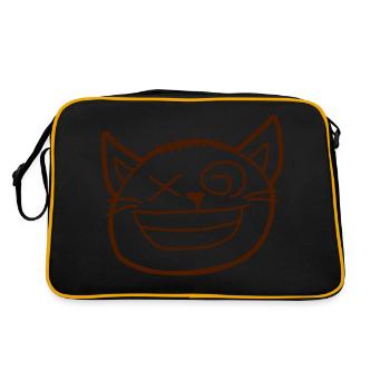 Insane Cat Squints Funny Crazy Grimace - Retro Bag - black/gold - Back