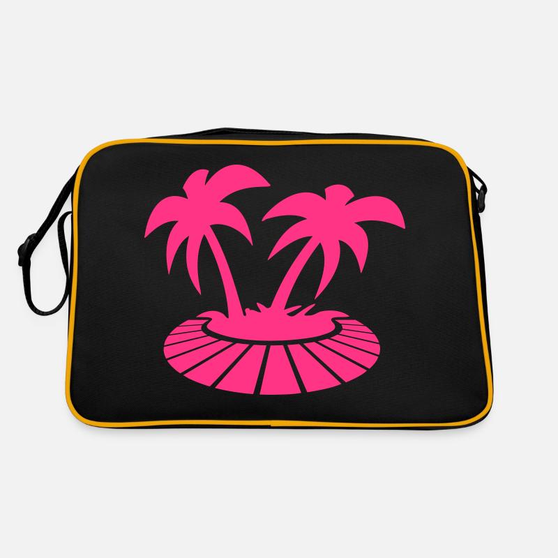2 Palm Trees Island Beach Holiday Sun Rays Sea Retro Bag