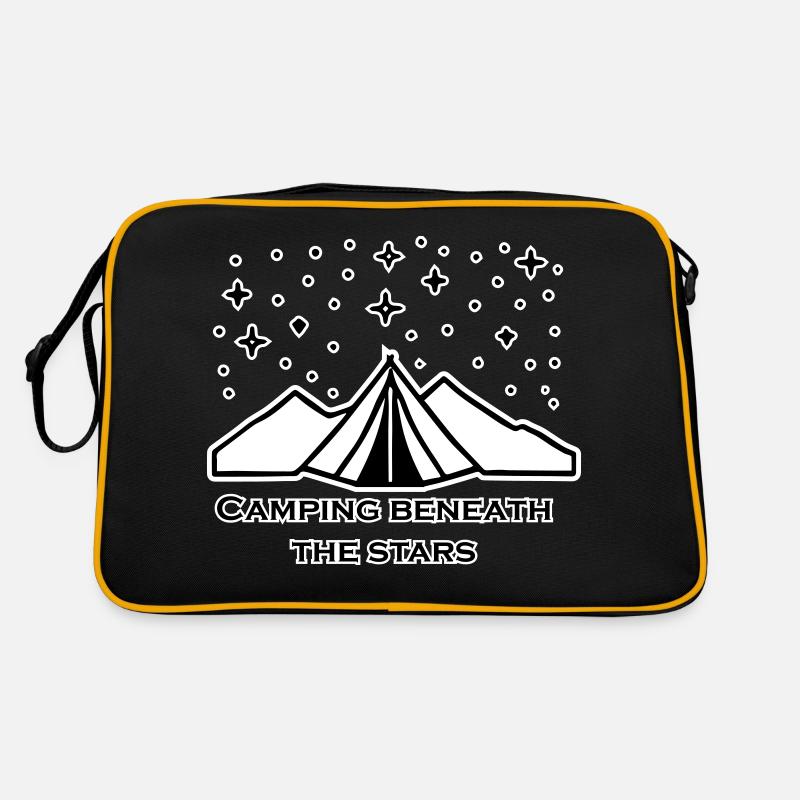 Zelt unter den Sternen - Camping unter den Sternen Design - Retro Tasche - Schwarz/Gold
