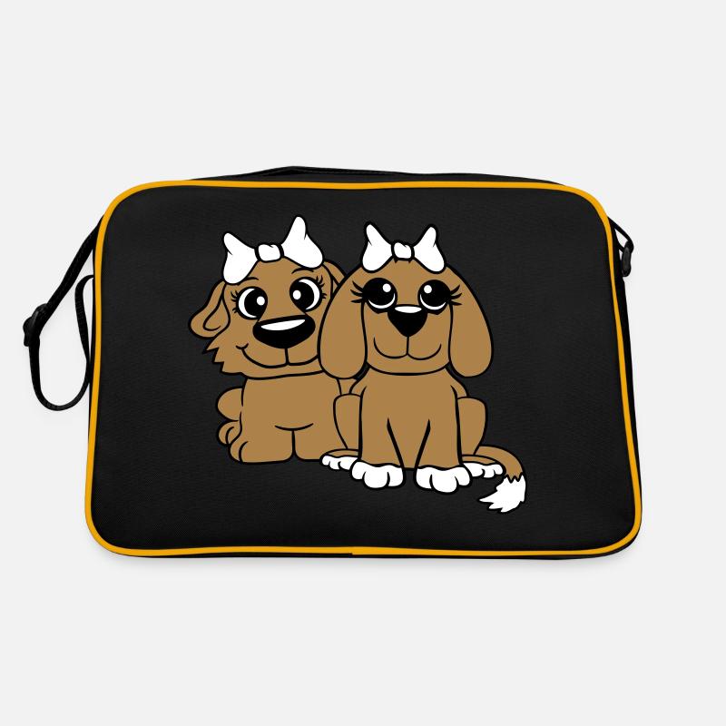 2 Hunde Team Zwei Freunde Freundinnen Paar Crew Retro Tasche