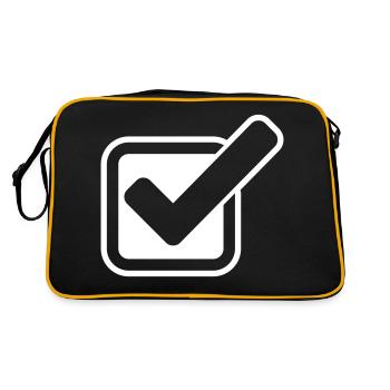 Häkchen Symbol Ankreuzen - Retro Tasche - Schwarz/Gold - Hinten
