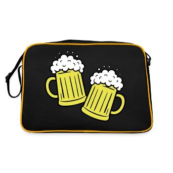 Bier Anstossen Saufen - Retro Tasche - Schwarz/Gold - Hinten