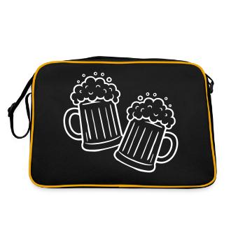 Bier Anstossen Saufen - Retro Tasche - Schwarz/Gold - Hinten