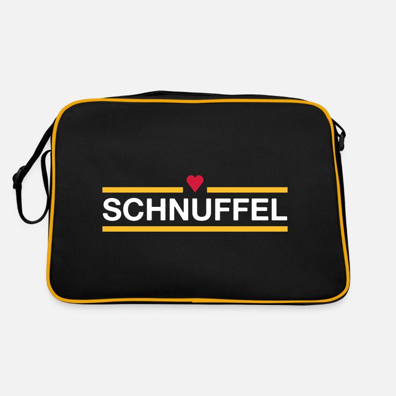 ★ Designfarben änderbar ★ Schnuffel (Herz, Linien) - Retro Tasche - Schwarz/Gold