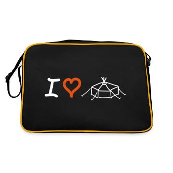 I love Jurte - Retro Tasche - Schwarz/Gold - Hinten