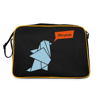 Pinguin Sprechblase - Retro Tasche - Schwarz/Gold - Hinten