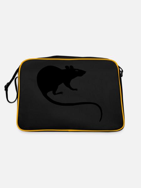 Ratte Maus Nager Nagetier Rattus Wanderratte tier - Retro Tasche - Schwarz/Gold - Hinten