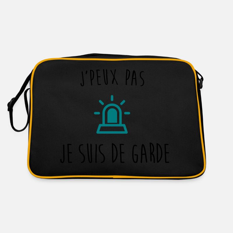 j'peux pas j'suis de garde - Sac Retro - noir/or